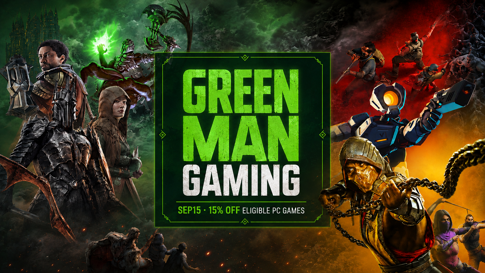 An original futuristic forge of bolts and blades for the Green Man Gaming sale guide